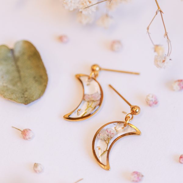 Viseči uhani Lunice - Ozothamnus / Zlati