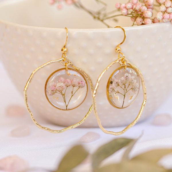 Viseči uhani Krog - Ozothamnus / Zlati