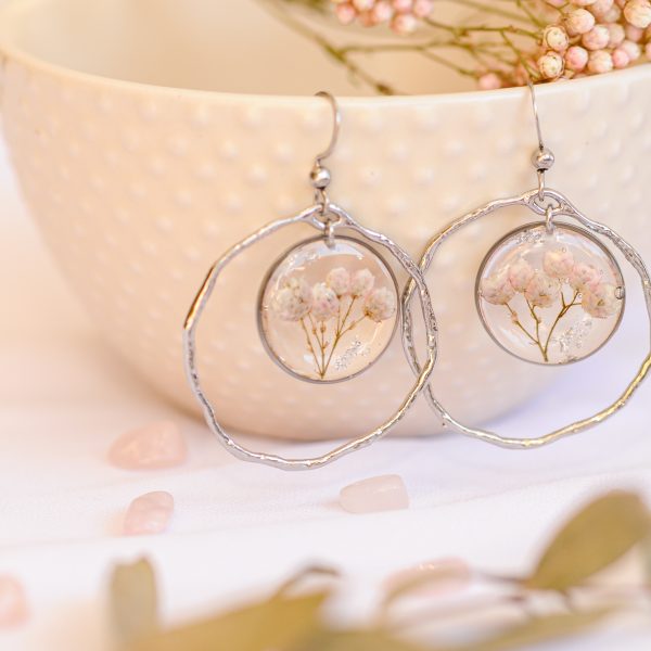 Viseči uhani Krog - Ozothamnus / Srebrni