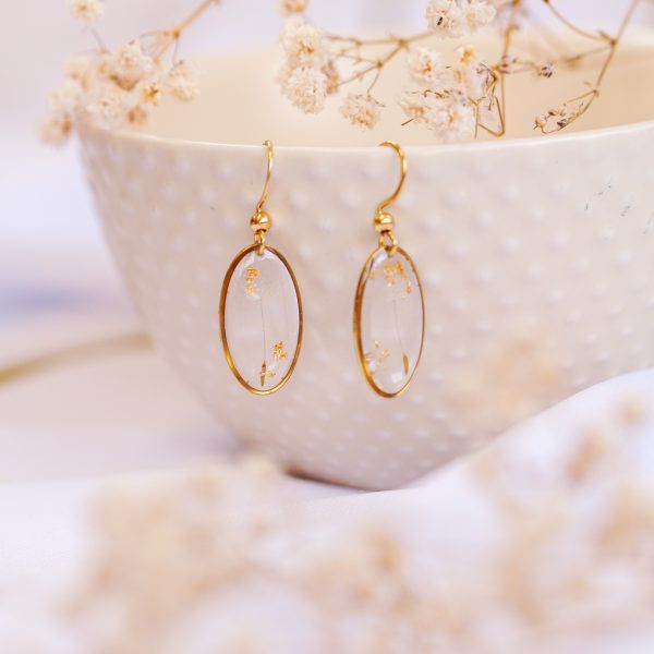 Viseči uhani Oval - Lučke / Zlati