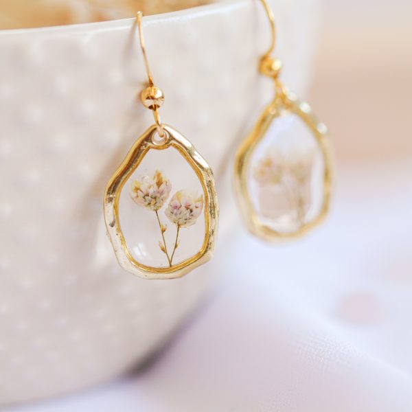 Viseči uhani Organski - Ozothamnus / Zlati