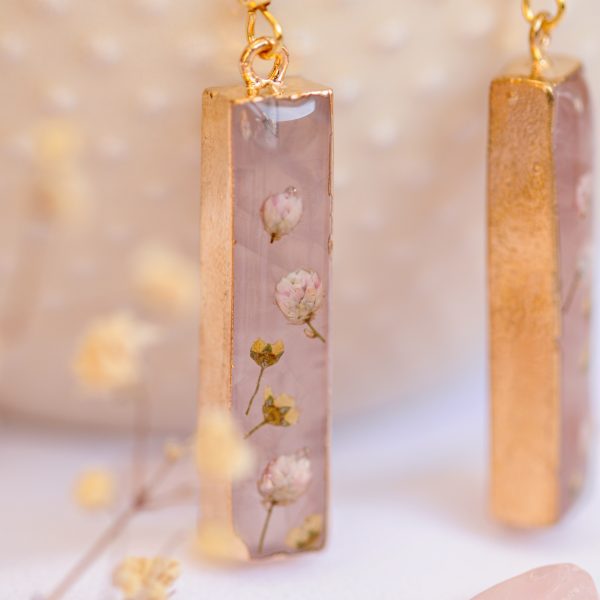 Viseči uhani Rožni kamen - Mešani cvetovi