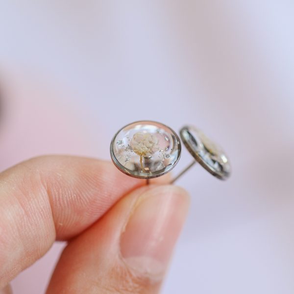 Stud uhani Krog - Ozothamnus / Srebrni